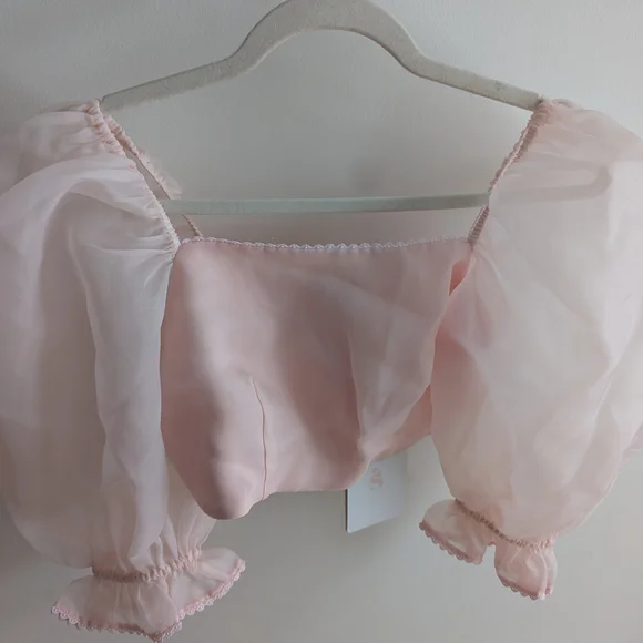 Selkie Blush Pink Sheer Top - Picture 1 of 8